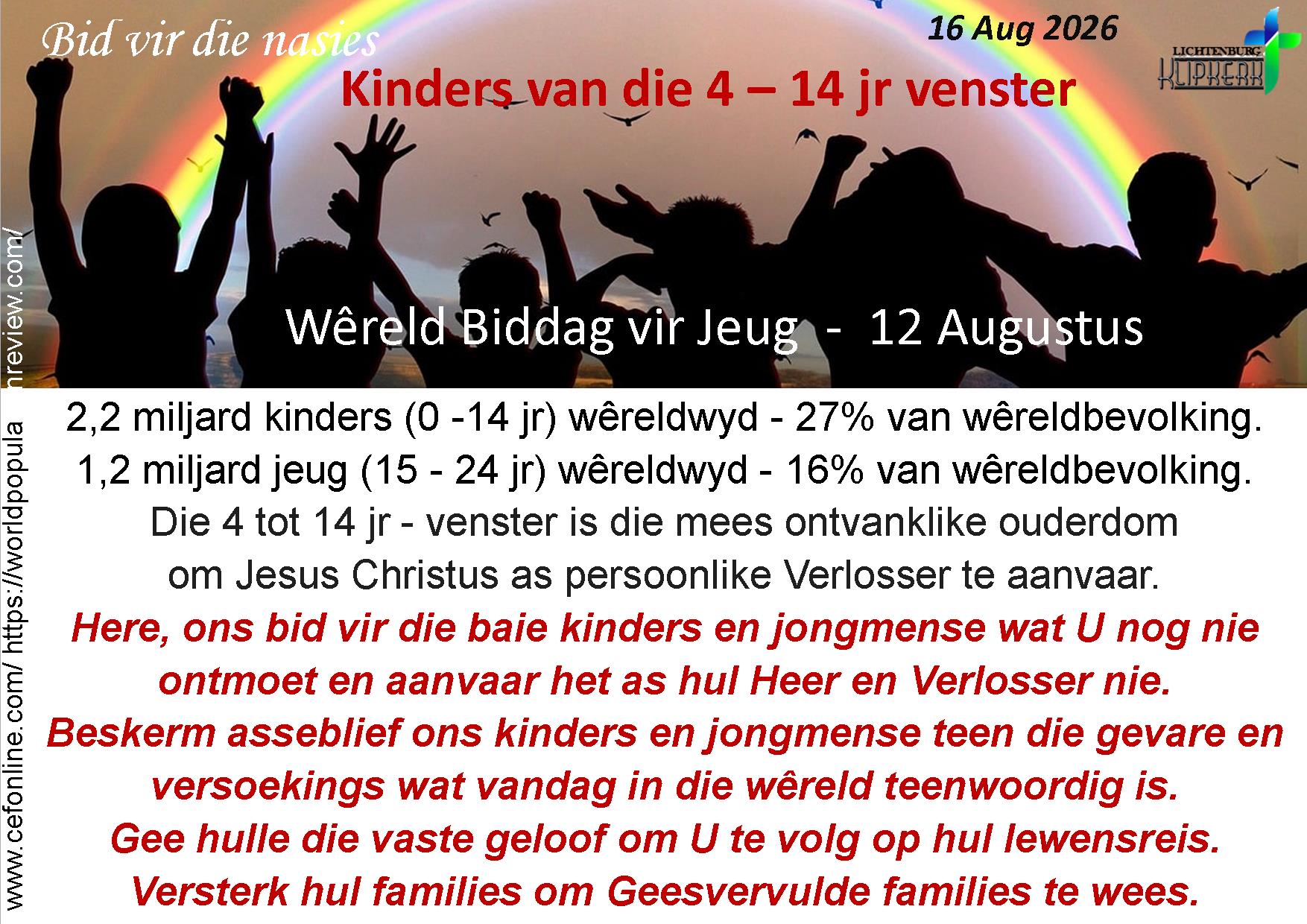 bid vir die nasies, Onbereiktes, klipkerk wereldfokus